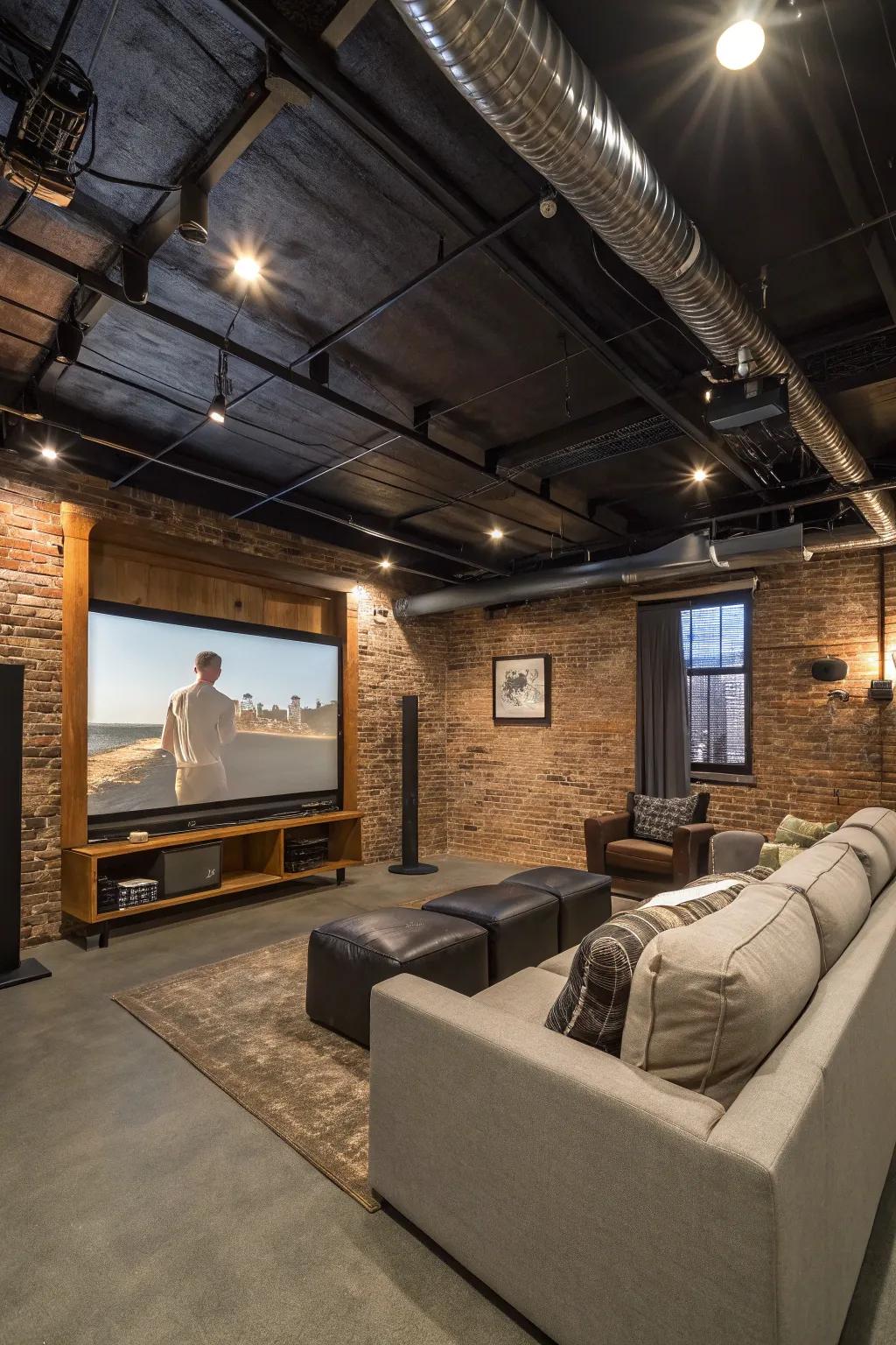 Exposed brick and industrial elements create a unique loft atmosphere.