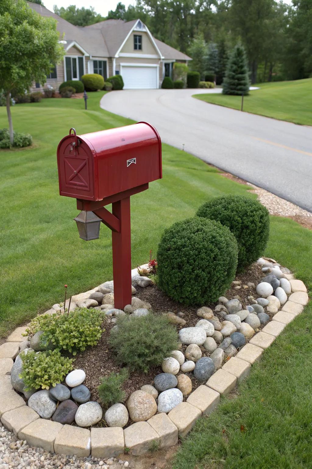 Employing stones to delineate the areas around your mailbox.