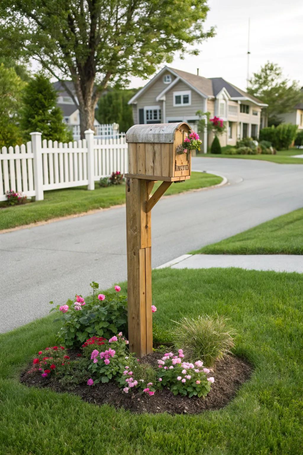 Wooden mailbox posts present a timeless charm and natural elegance.