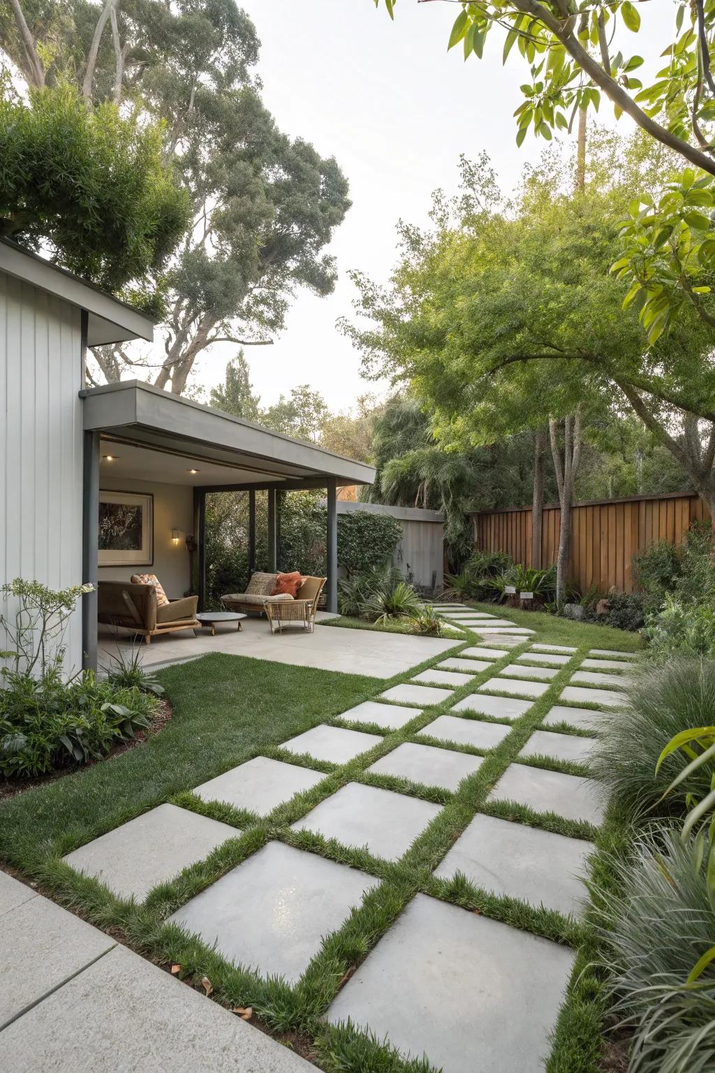 Geometric pathways bring structure and elegance to any outdoor space.