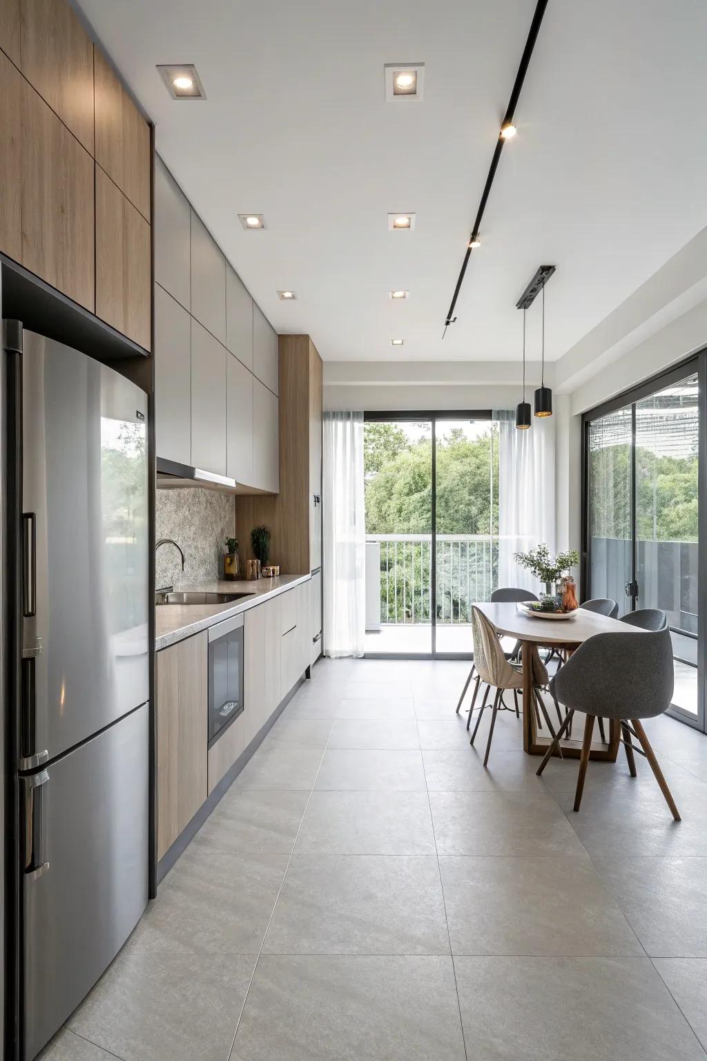 A minimalist kitchen displaying smooth, straight lines for a modern vibe.