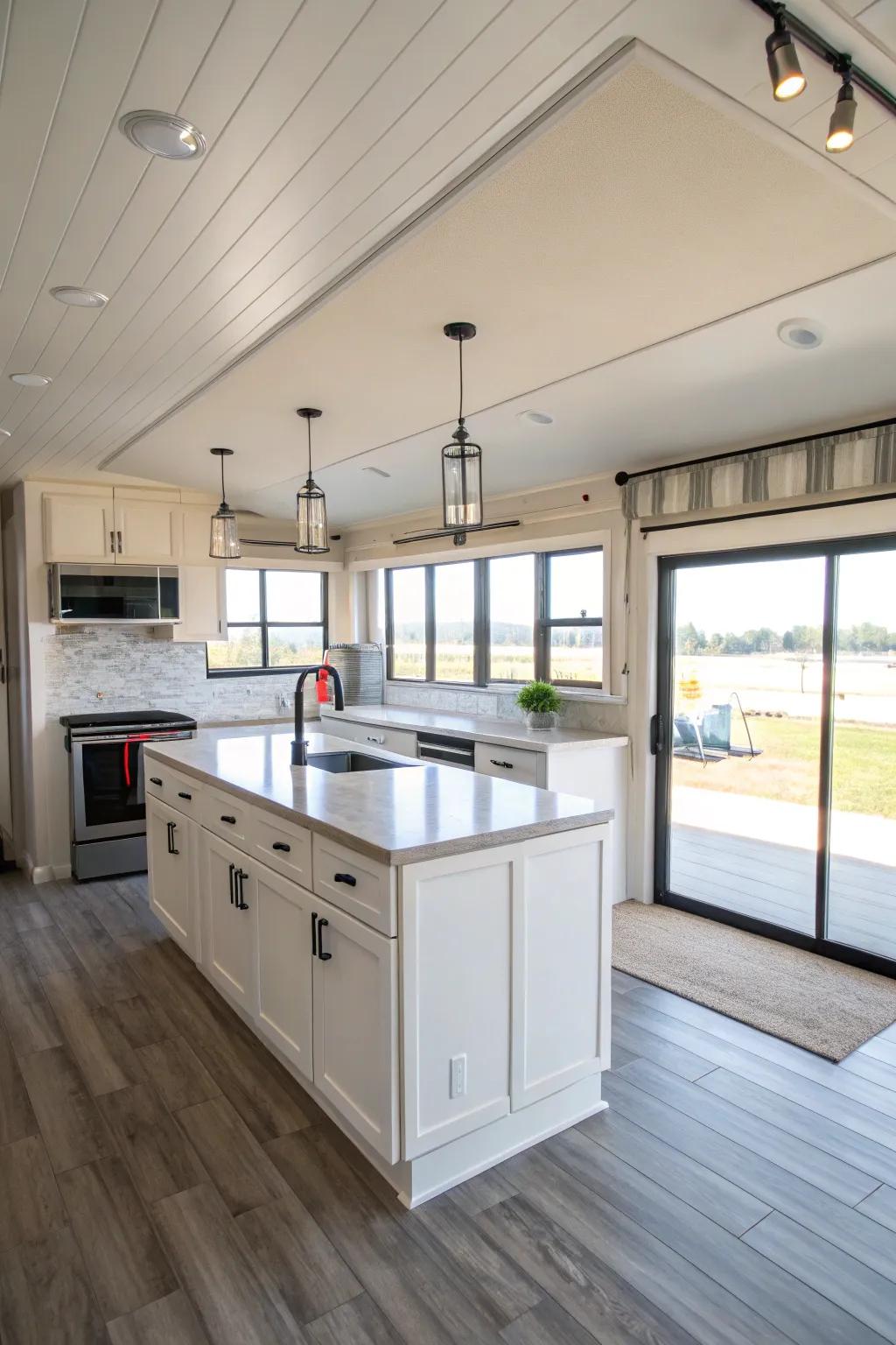 An open kitchen design that maximizes space and light.