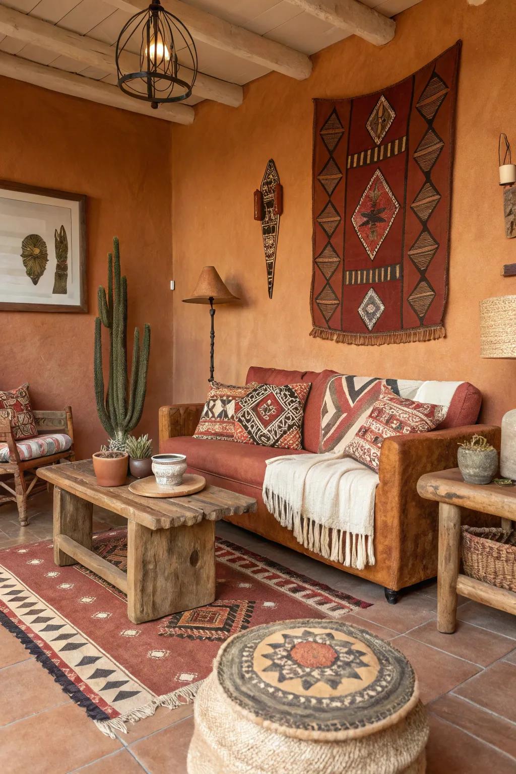 Earthy hues provide an ideal base for Southwestern design.