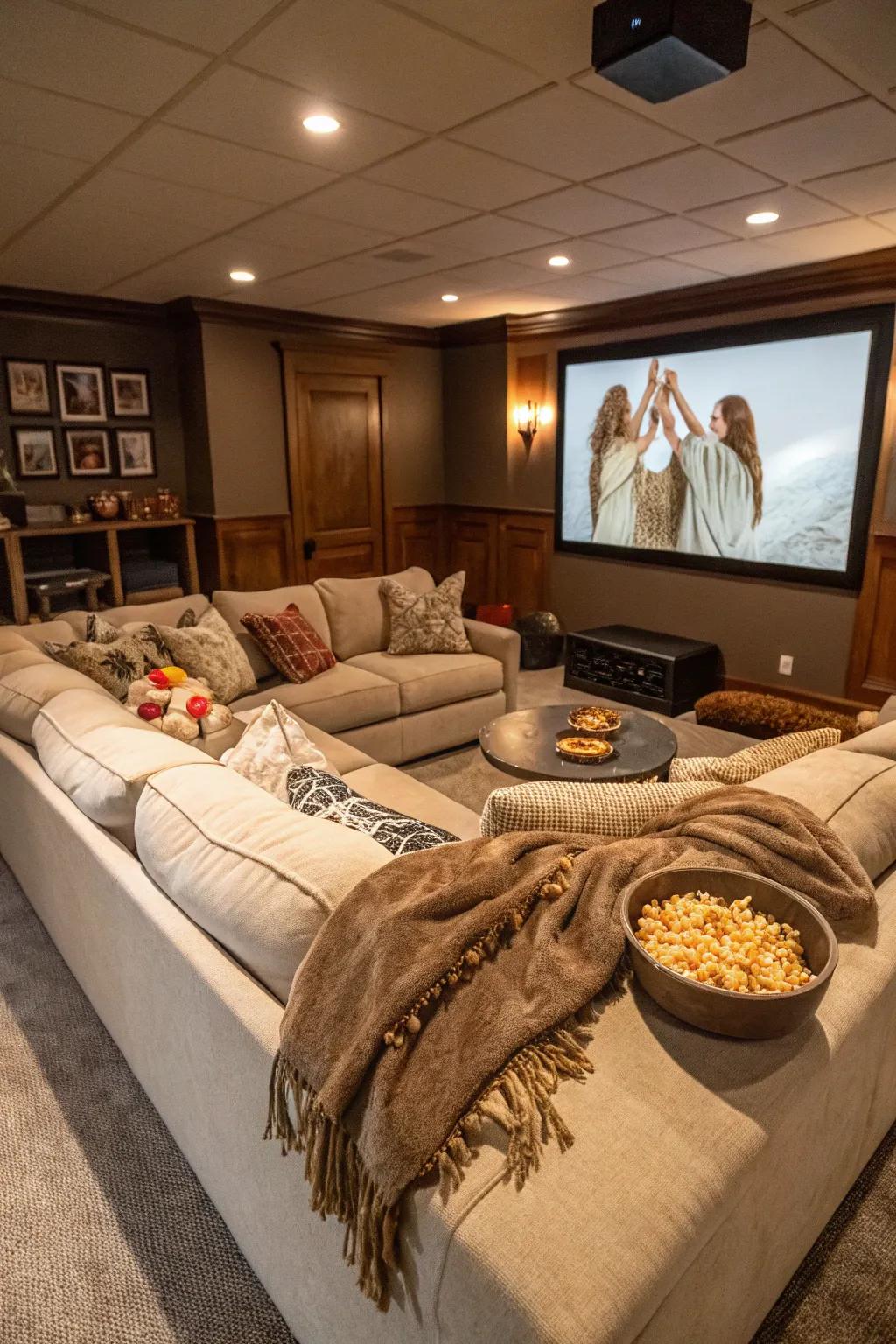 Lush seating is crucial for the ultimate home cinema atmosphere.