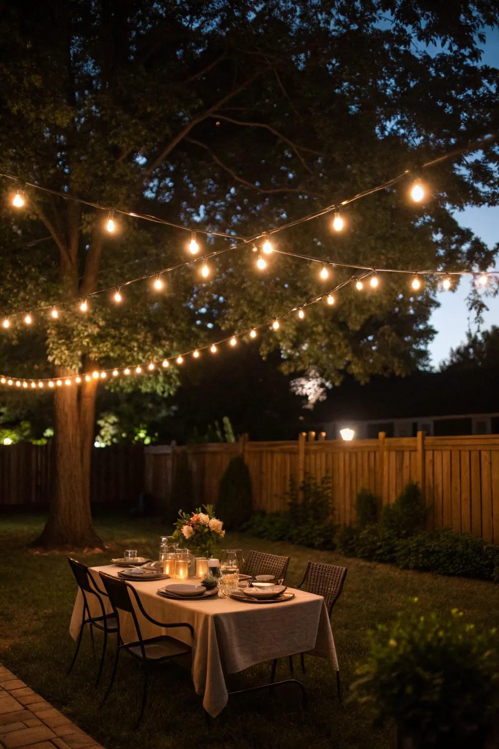 String lights bring a hint of enchantment to any backyard setting.
