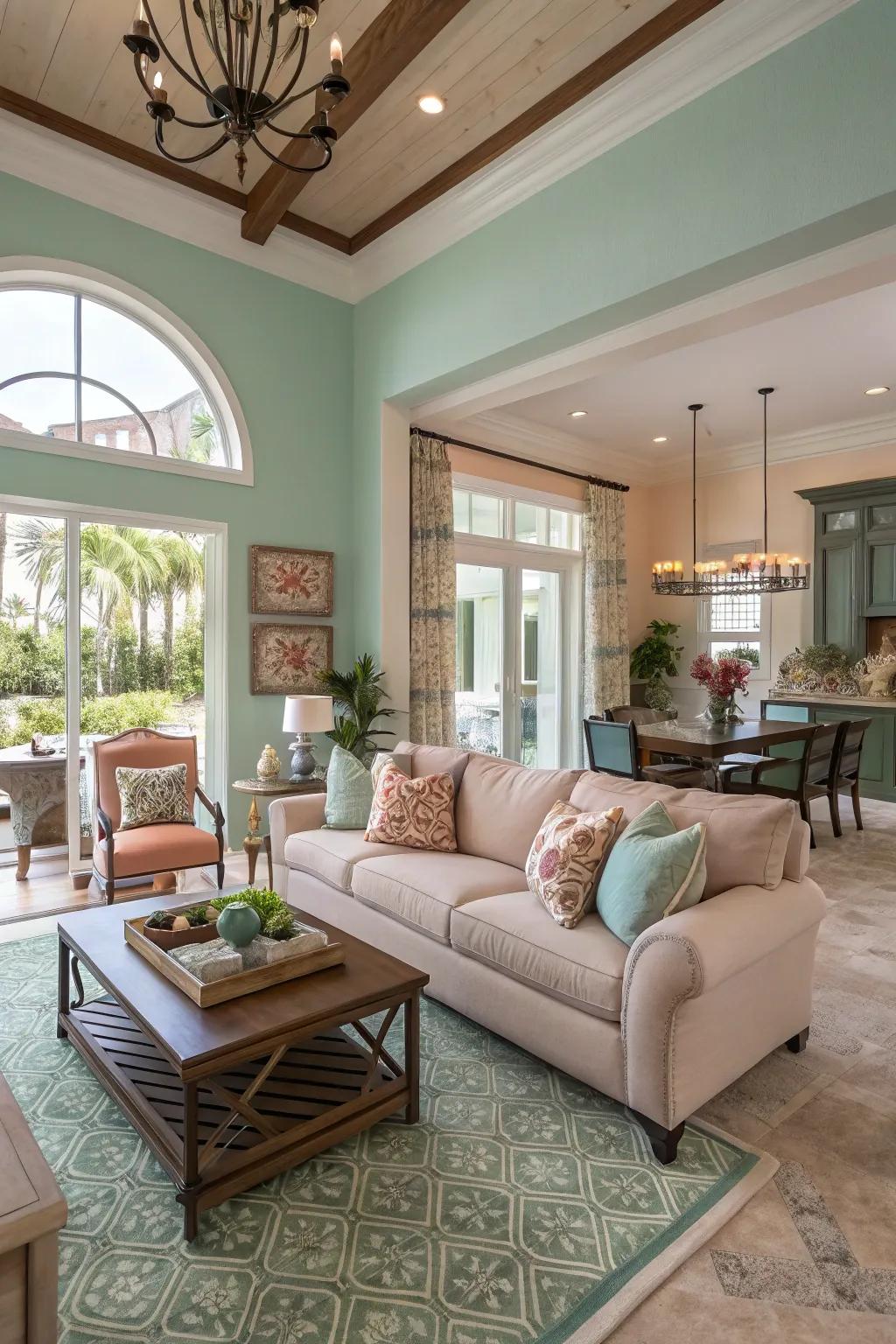 Harmonious color palettes unify open spaces