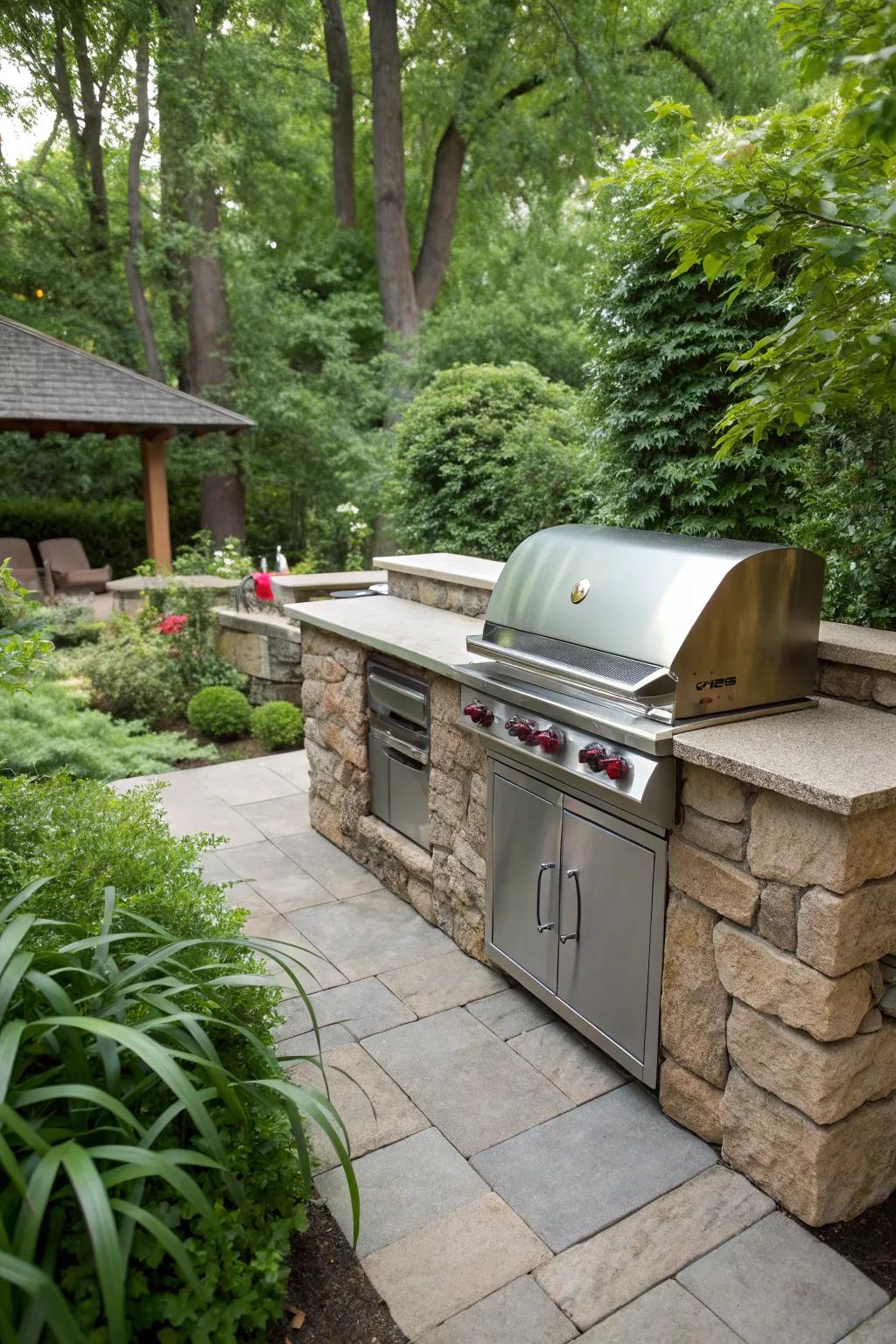 A built-in grill adds elegance and functionality to any outdoor space.