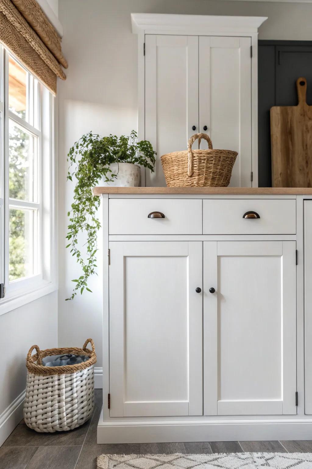 Transform your kitchen into a bright, airy sanctuary with the elegance of white cabinets.