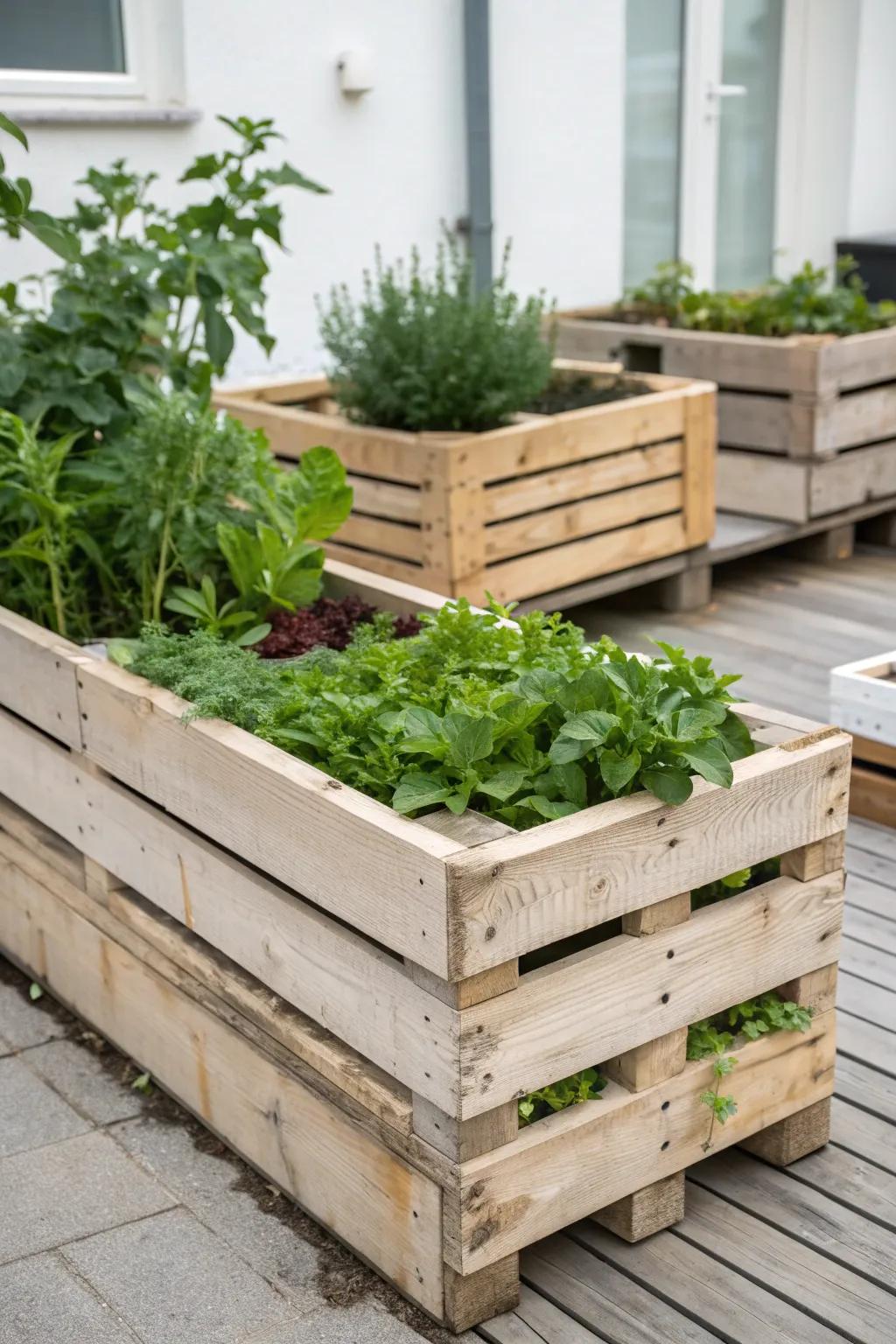 Transform your garden with rustic elegance: a classic raised bed crafted from pallets!