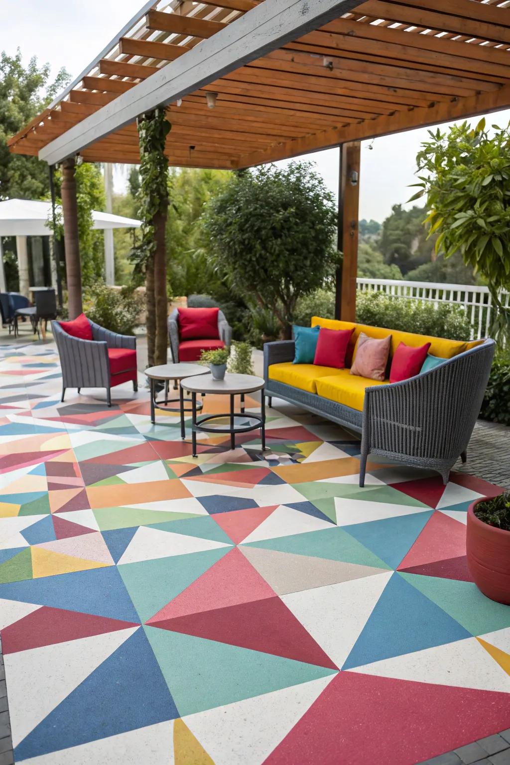Geometric patterns can make a bold statement on your patio.