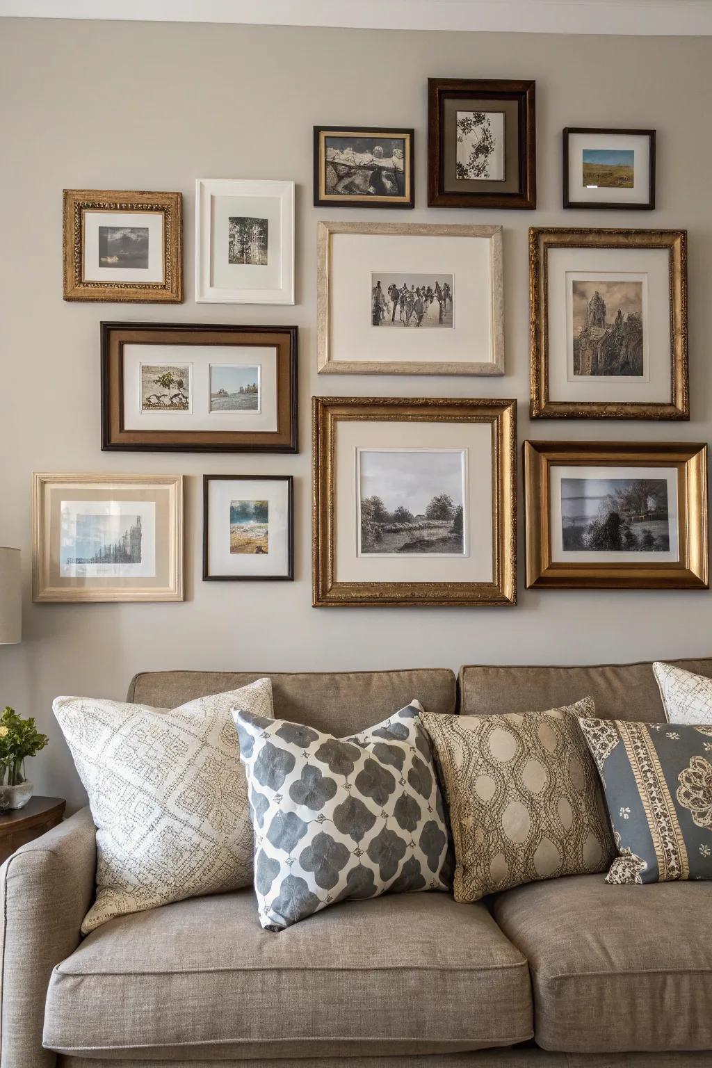 Layered gallery walls bring depth and sophistication to your space.