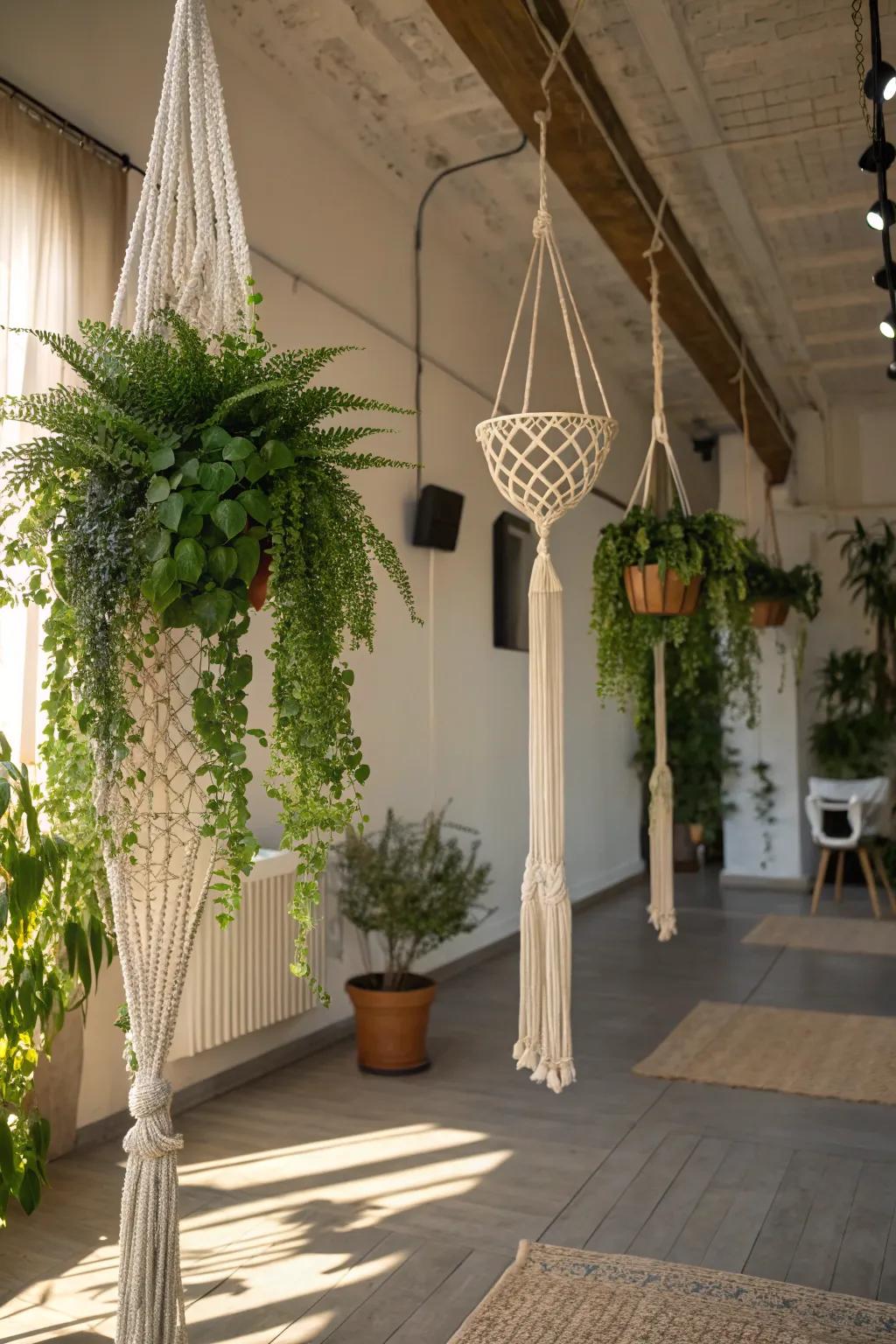 Add height and whimsy to your space with a hanging plant display.
