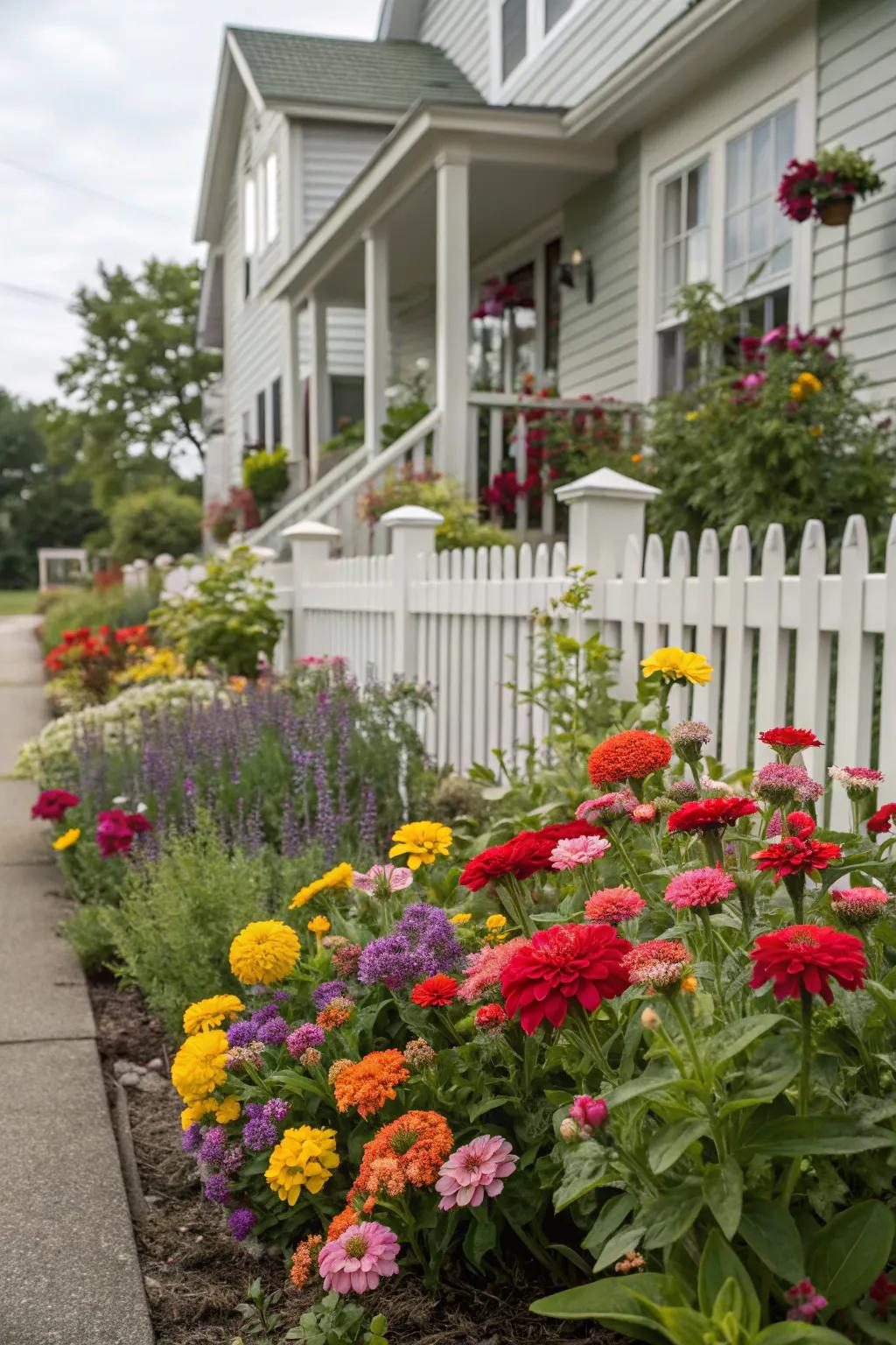 Bright and radiant flower beds create an inviting ambiance.