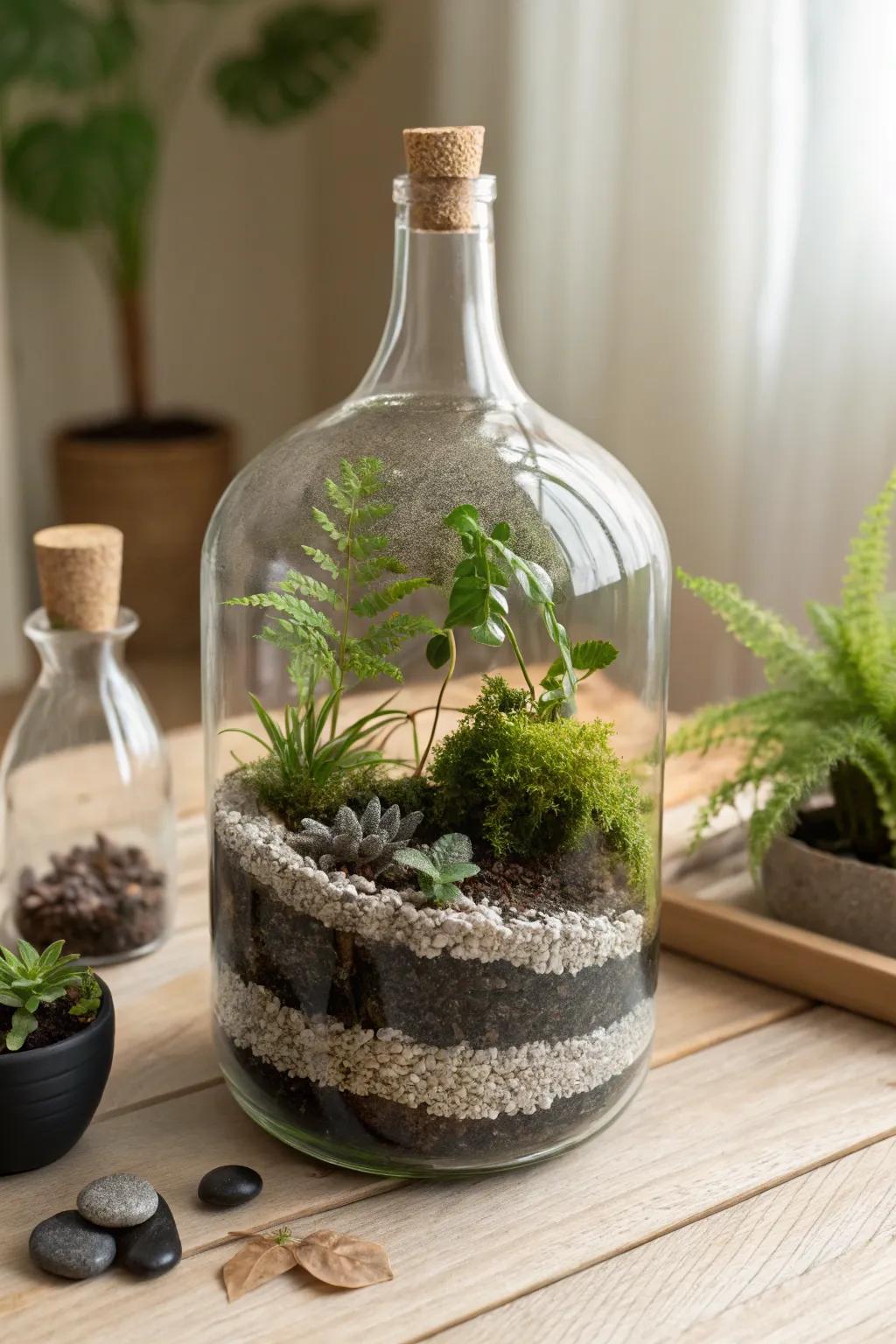 Discover the art of simplicity with classic terrarium bottles – nature captured in glass.