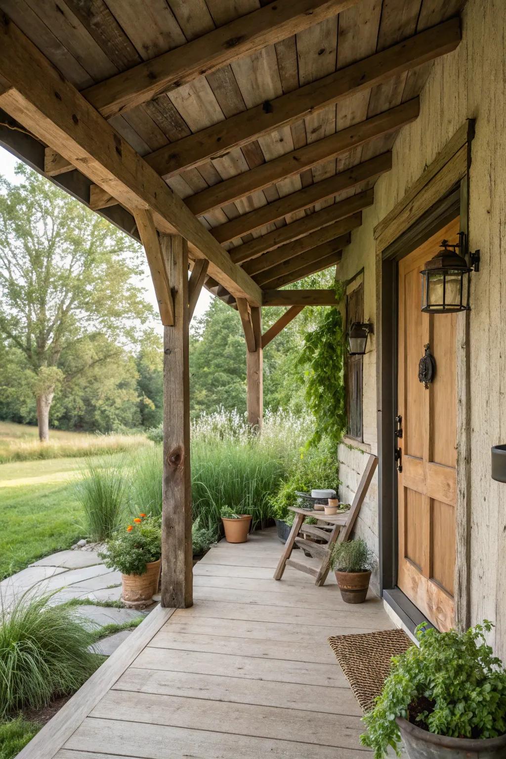 Rustic charm with wooden beam accents.