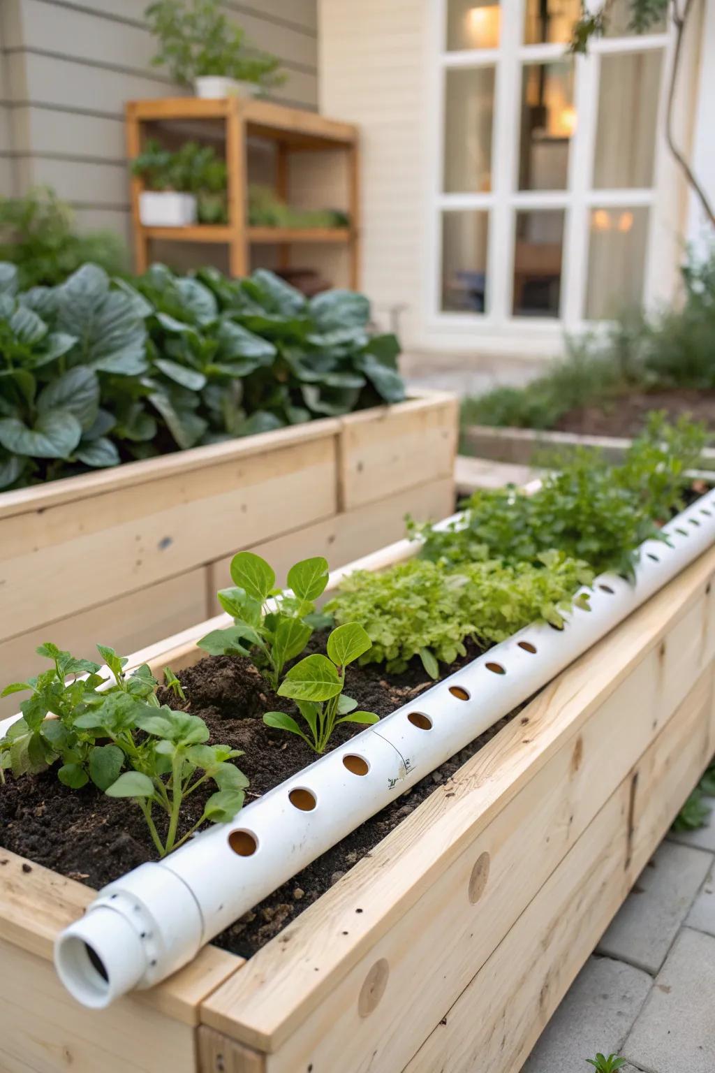 Elevate your gardening game with a minimalist PVC watering system—simple, efficient, and oh-so-chic!