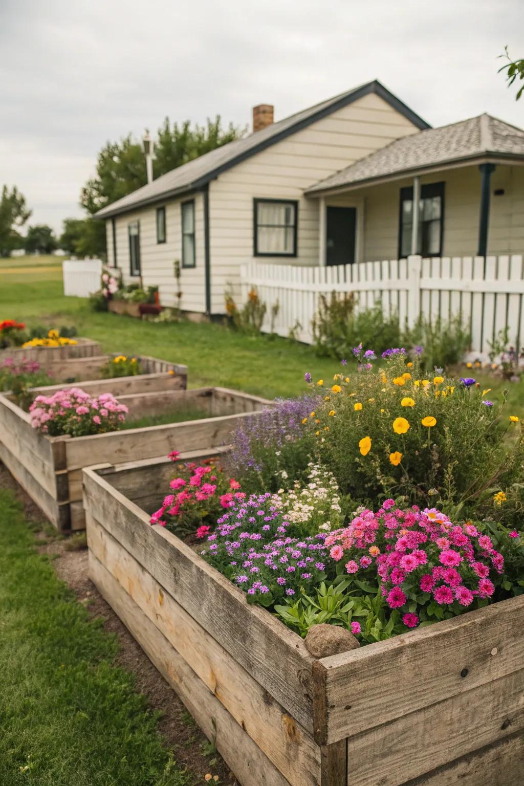 Country-style timber plots provide a quaint and natural charm.