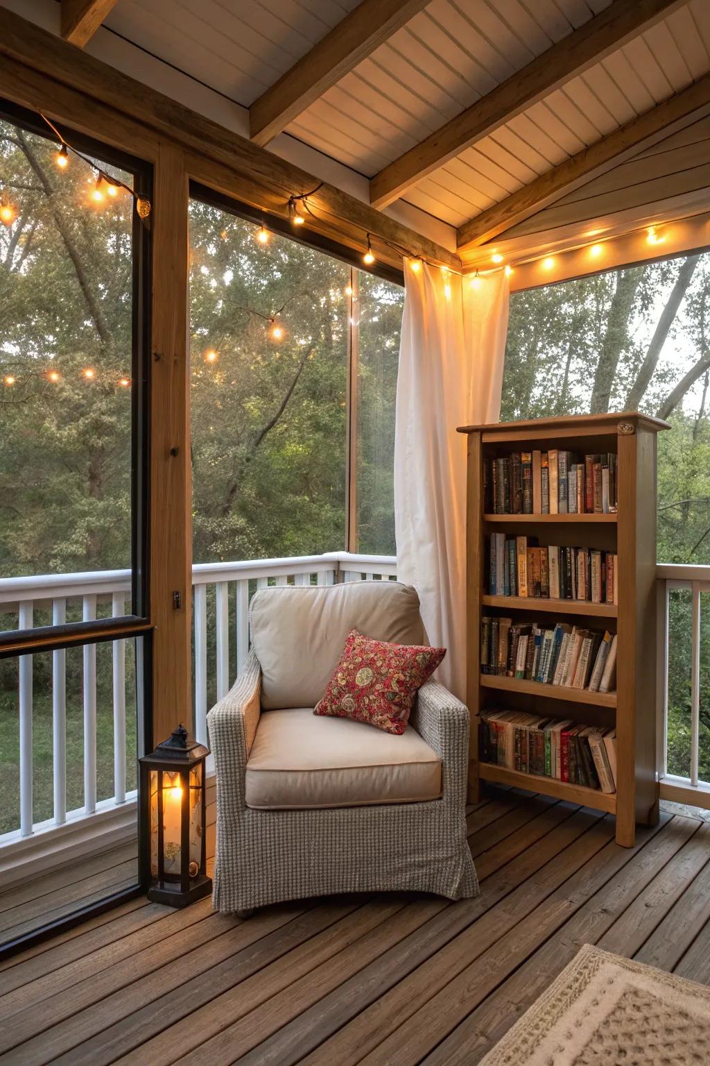 A serene reading corner tailored for book enthusiasts.
