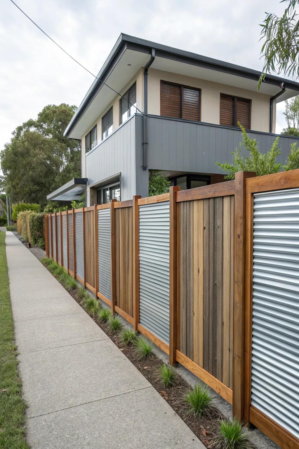 An ideal combination of metal laminate and wood creates an attractive border.