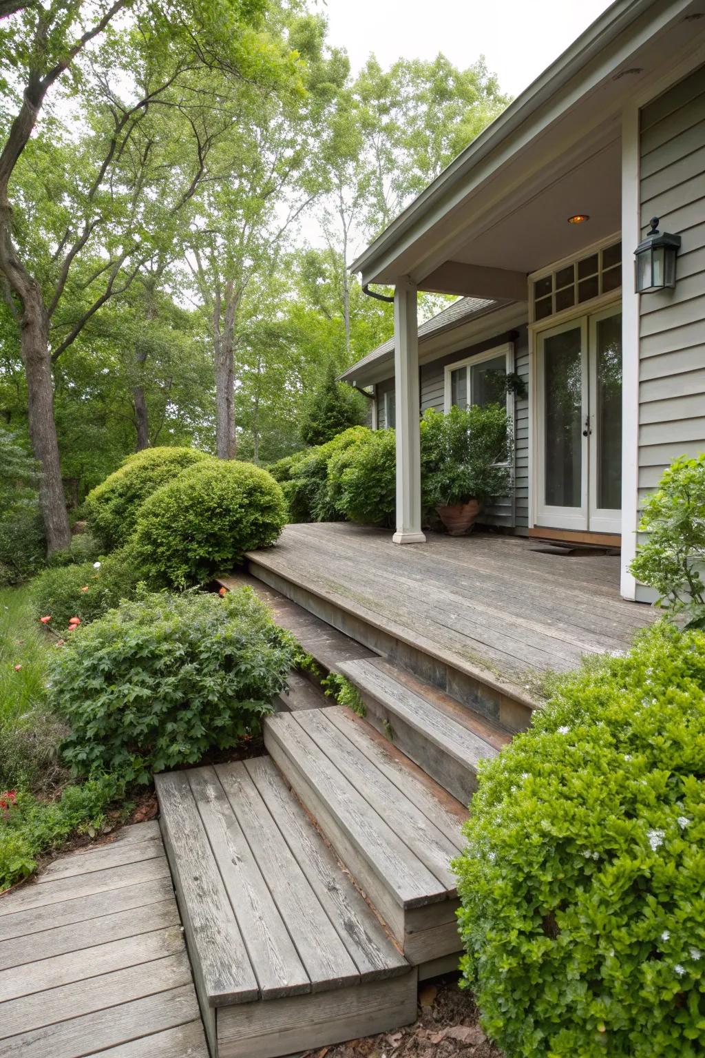 Simple timber treads create a natural, charming welcome to the home.