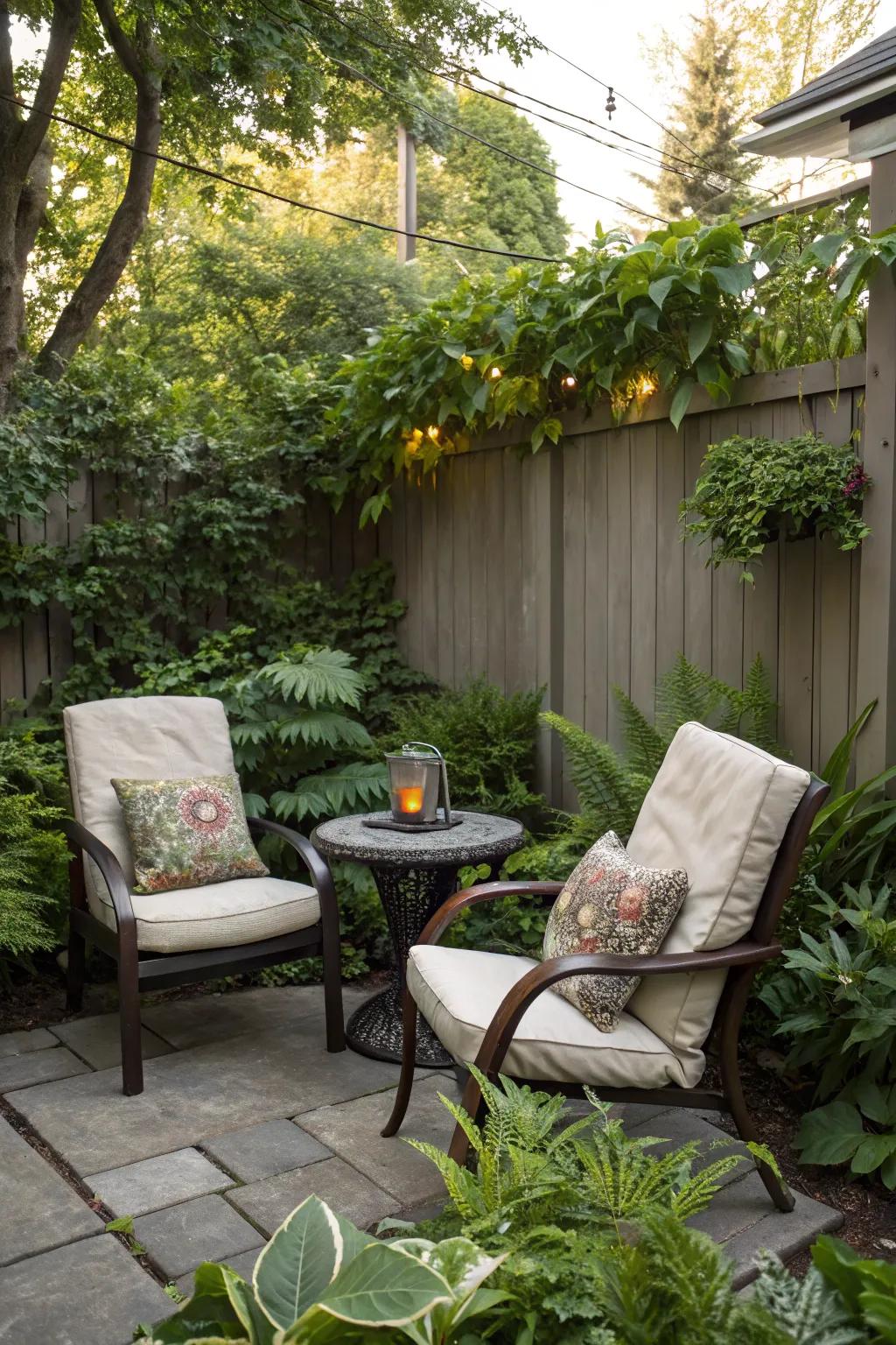 A cozy corner seating area offers a perfect spot for relaxation.