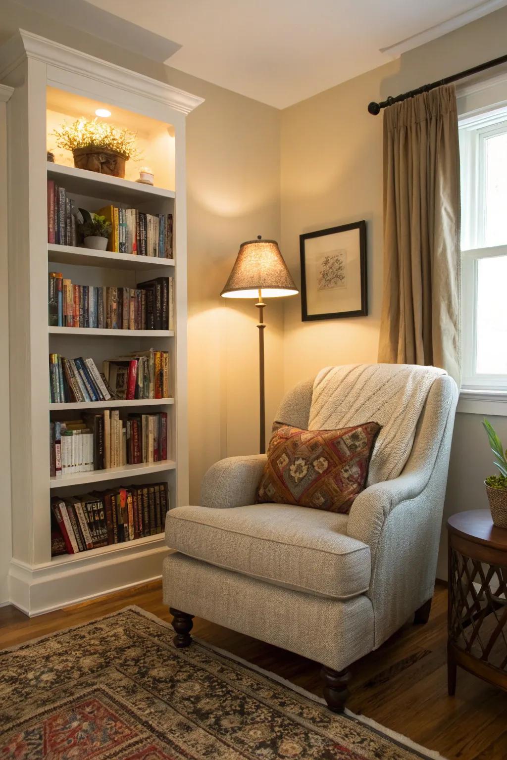 Utilize every corner to create your personal library haven.