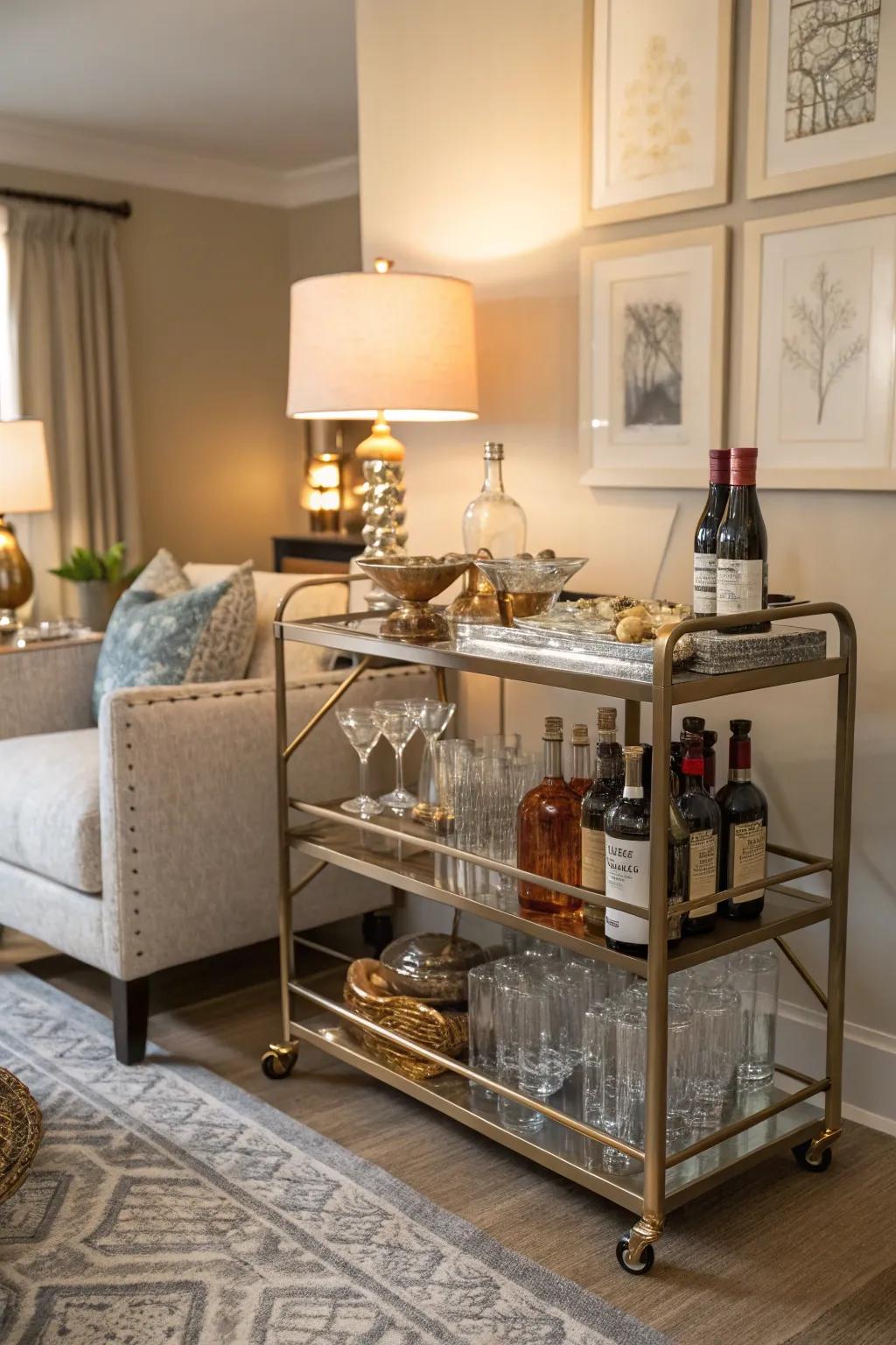 A small-scale drink station is both stylish and useful.