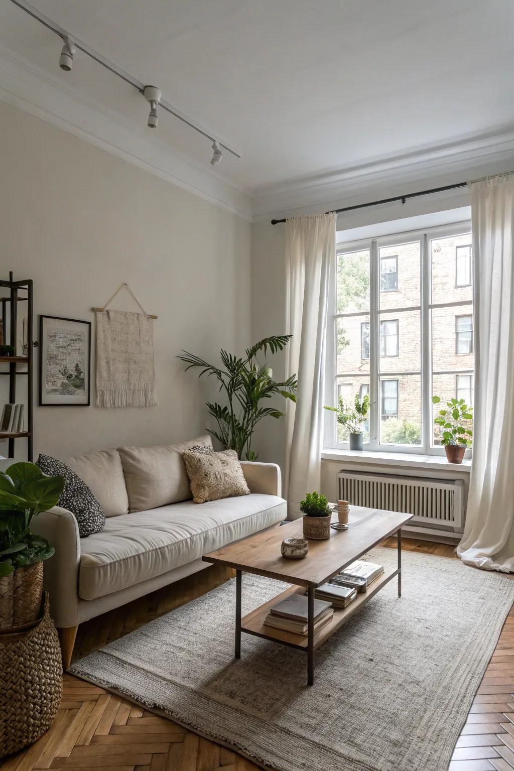 Neutral shades have the power to expand the feel of a small apartment.