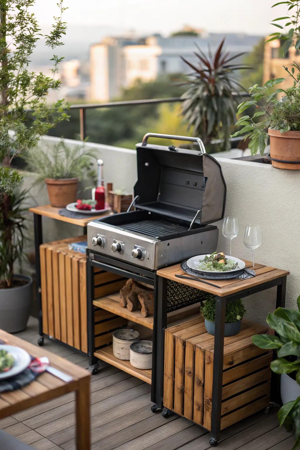 A compact grill station perfect for small spaces.