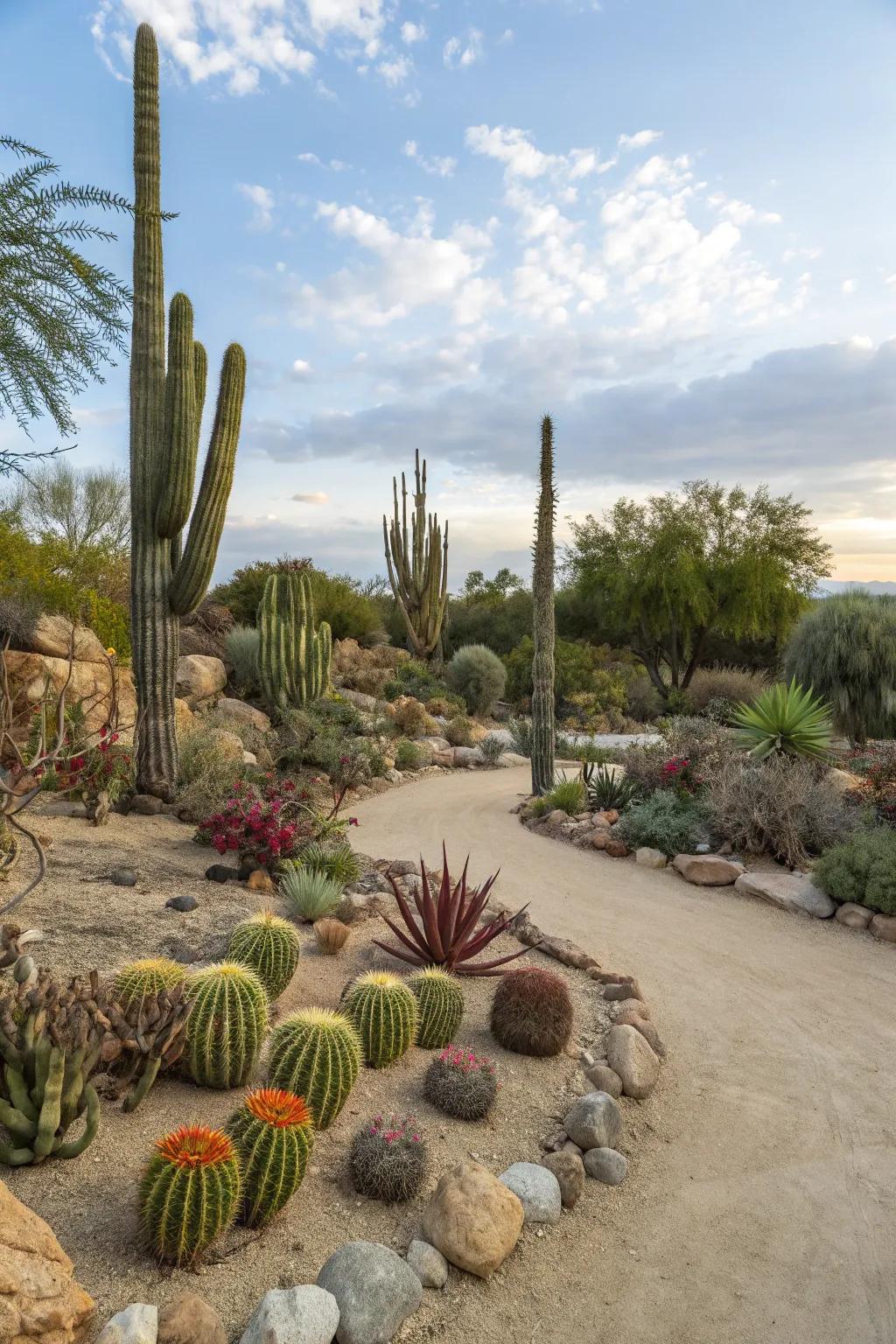 A wide variety of cacti and succulents combine to form a paradise of desert plants.