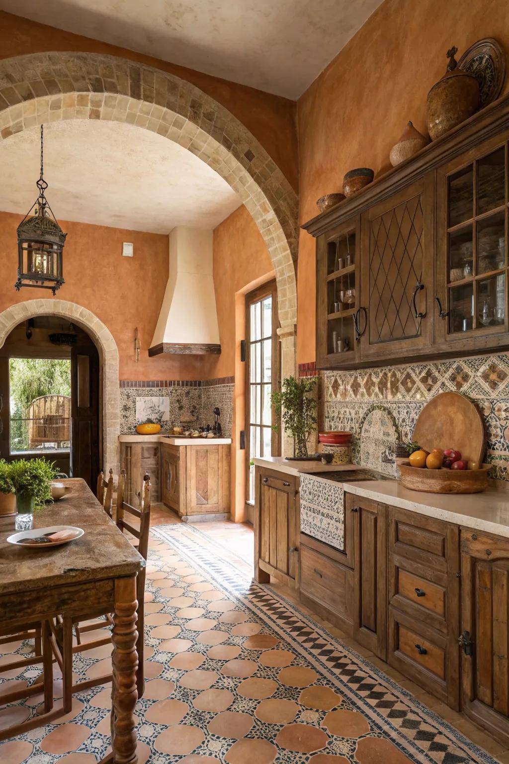 Warm and earthy tones create a cozy atmosphere in this Spanish kitchen.