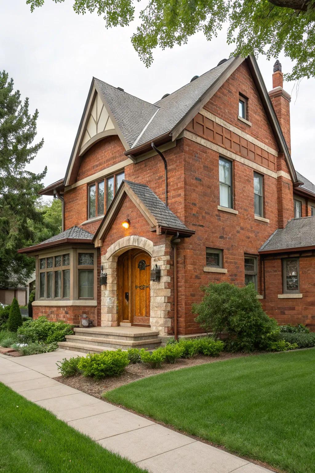 Timeless charm with red brick and sandstone.