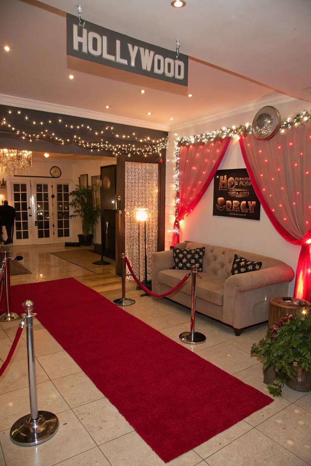 Unfurl the scarlet rug for a glamorous Sweet 16 Hollywood party.
