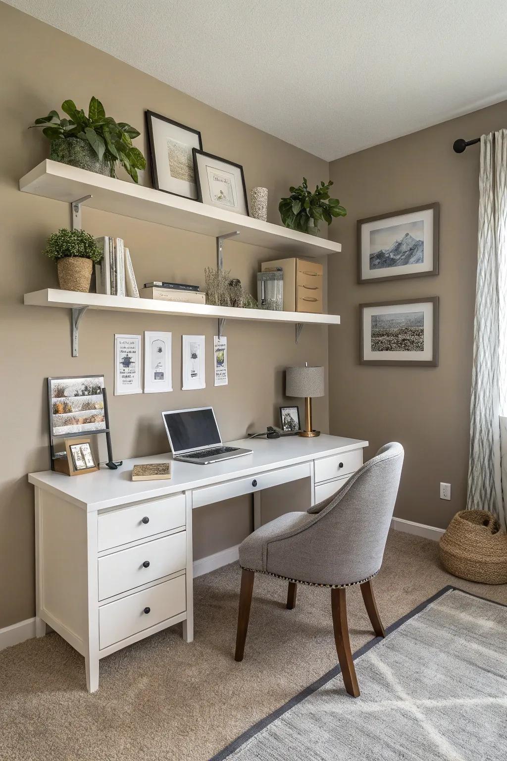 Neutral shades establish a peaceful and adaptable base.