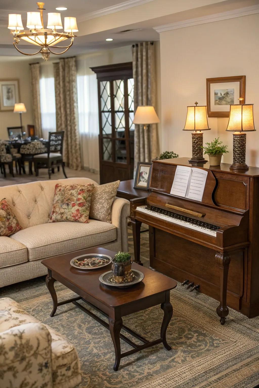 Create a living area where music and memories are made.