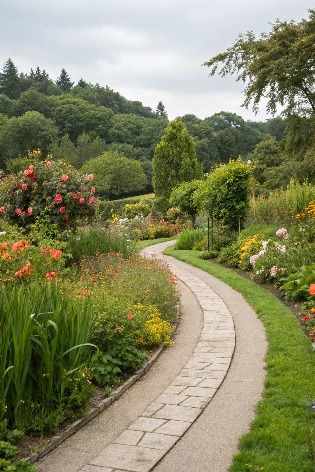 A meandering pathway infuses a natural and hospitable essence into your garden.