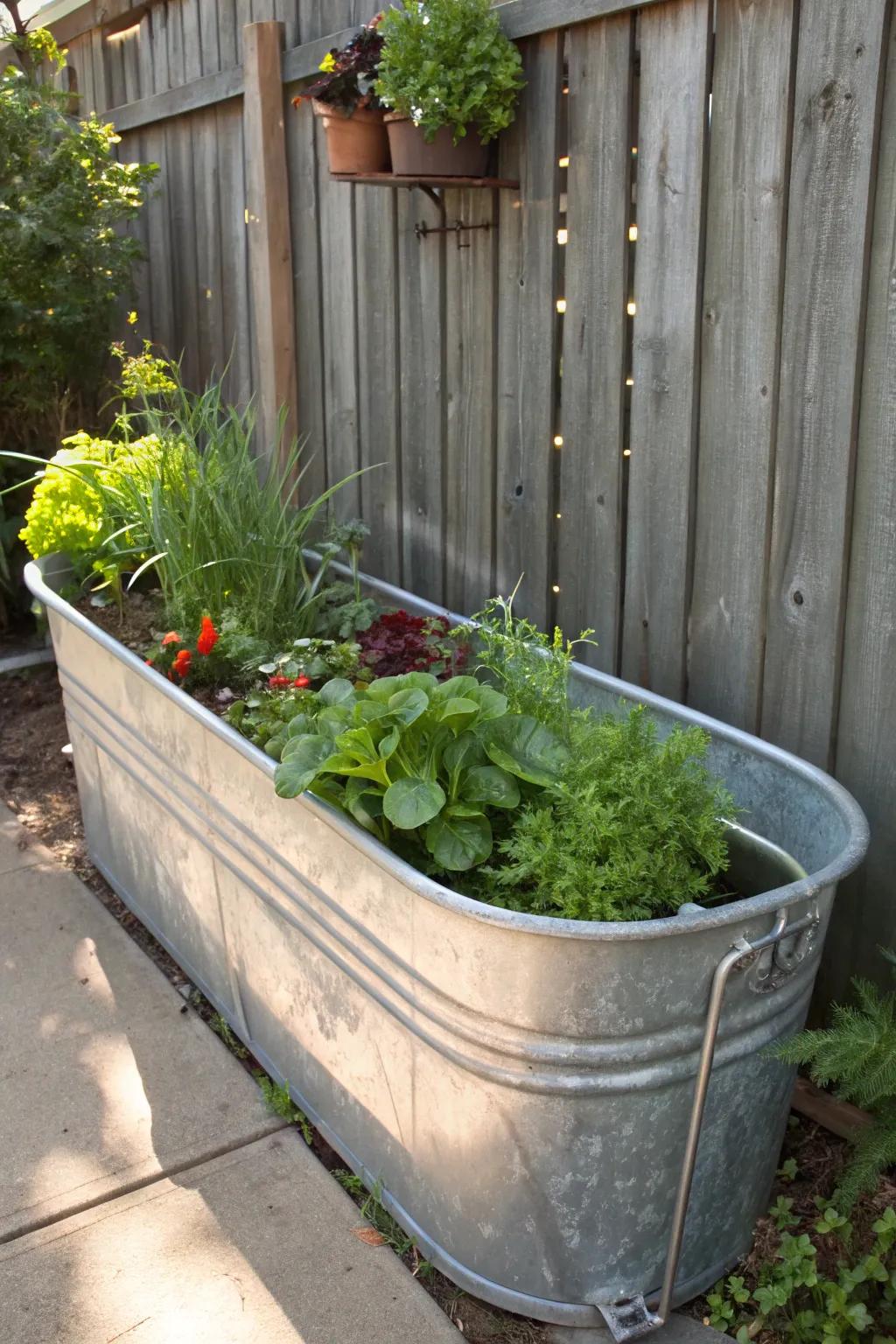 Elevate your gardening with this rustic water trough planter—style meets function.