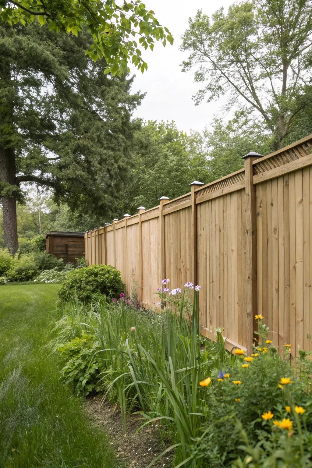 Robust wood panel fences guarantee unmatched seclusion for your backyard haven.