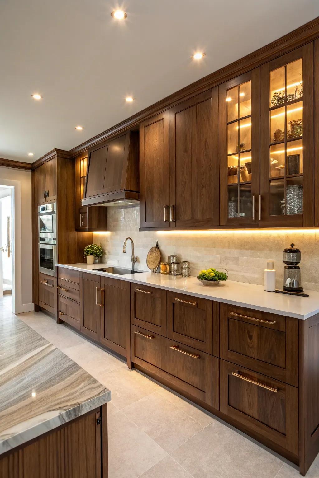 Walnut cabinets bring a timeless elegance to any kitchen.