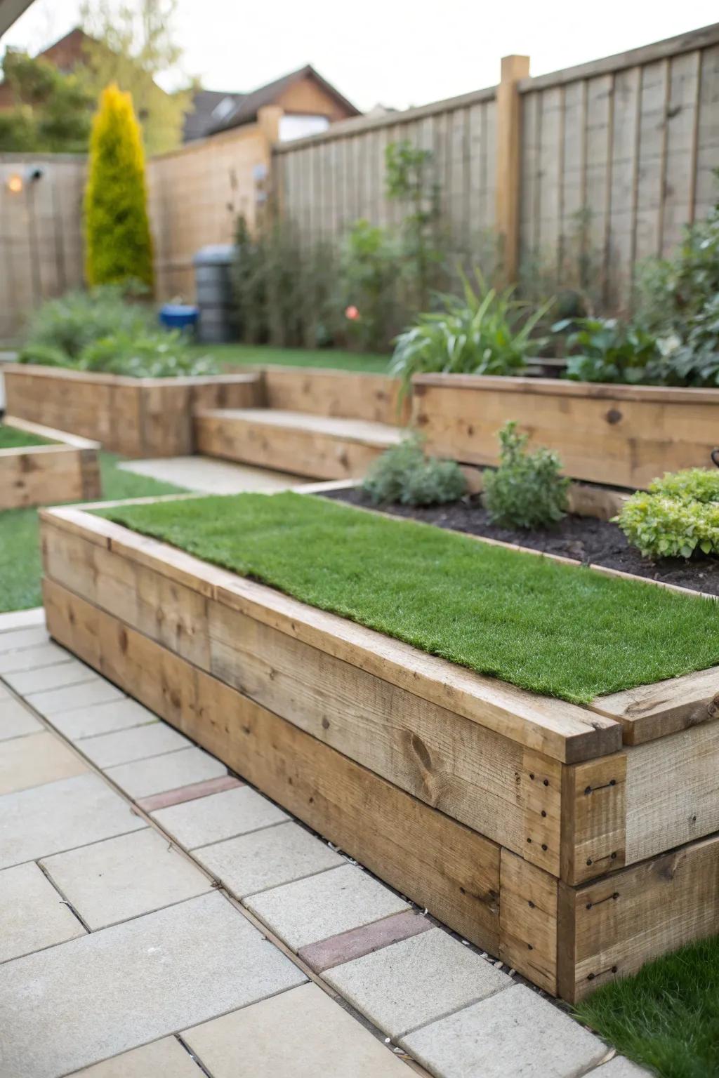 Stacked sleepers bring depth to your garden.
