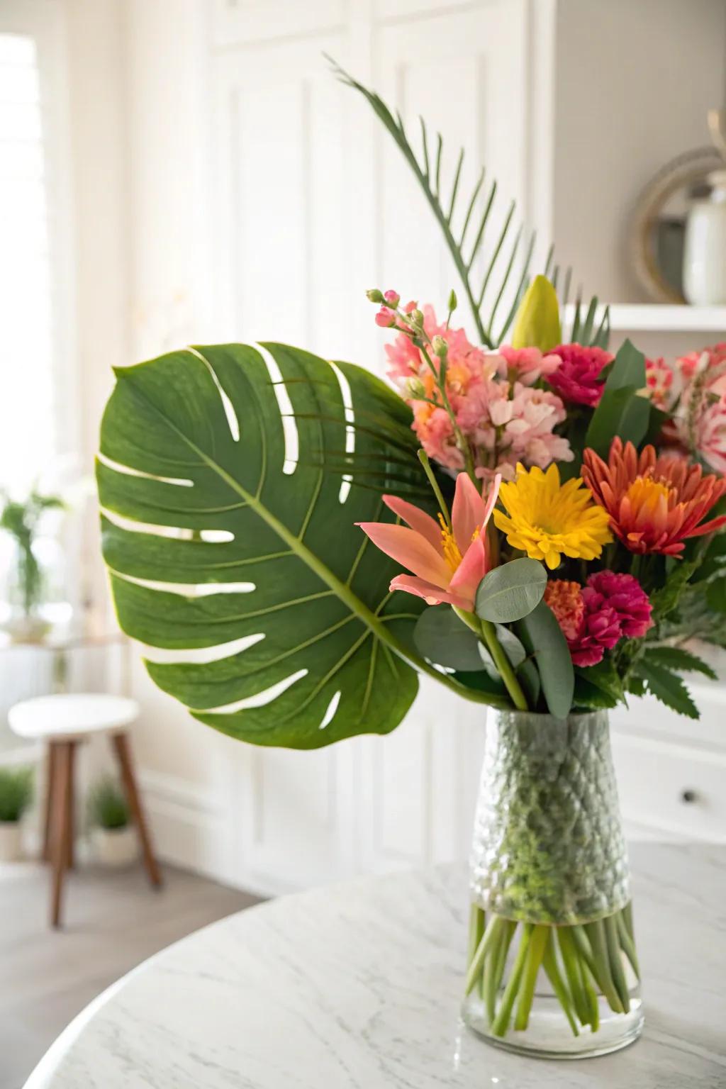 Leaf and flower bouquets offer timeless, low-maintenance beauty.