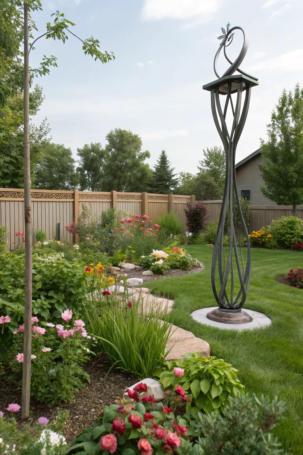 A garden sculpture incorporates artistic intrigue into your outdoor space.