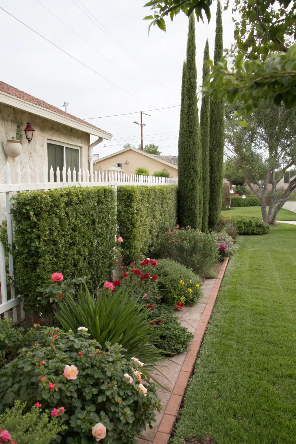 Create a private oasis with lush, tall greenery.