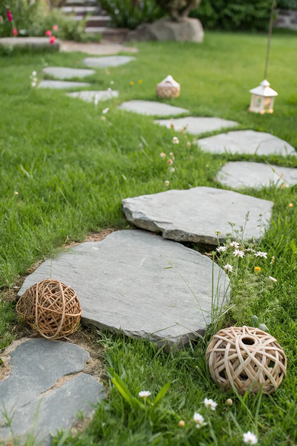 Elevate your garden path with the natural elegance of a single stepping stone.