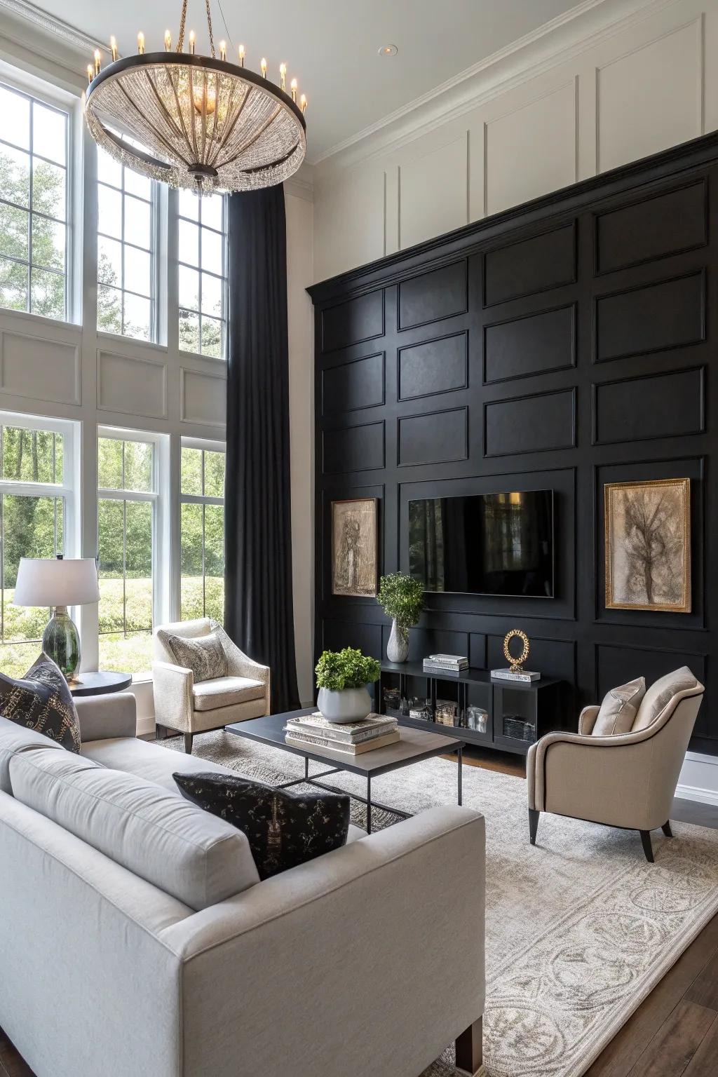 Create drama with an ebony feature wall