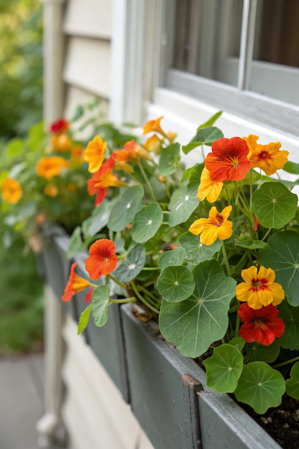 Nasturtiums offer edible blooms and bright color.