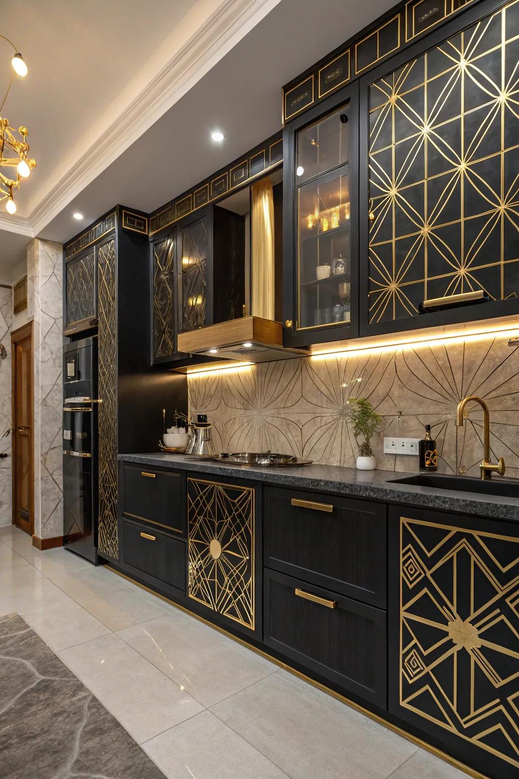 Art Deco elements add unique flair to this kitchen.