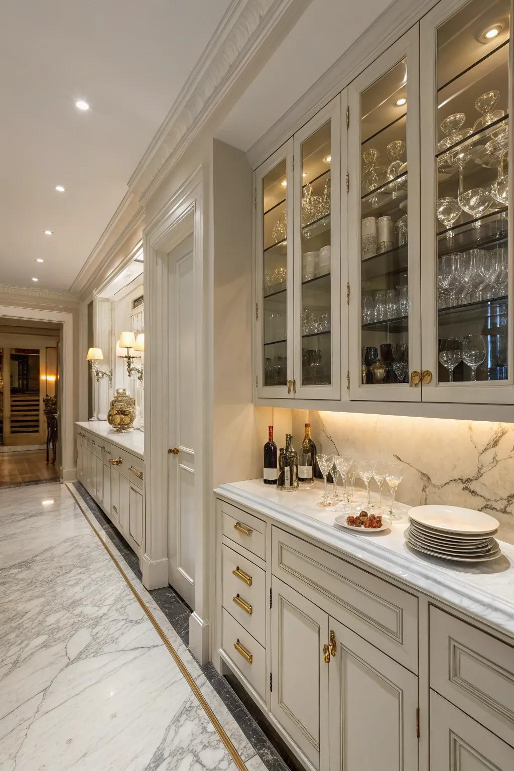 A sophisticated service space featuring elegant stone surfaces for a timeless aesthetic.