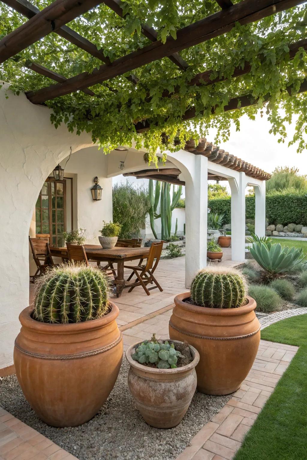 A welcoming cactus display enhancing the patio space.