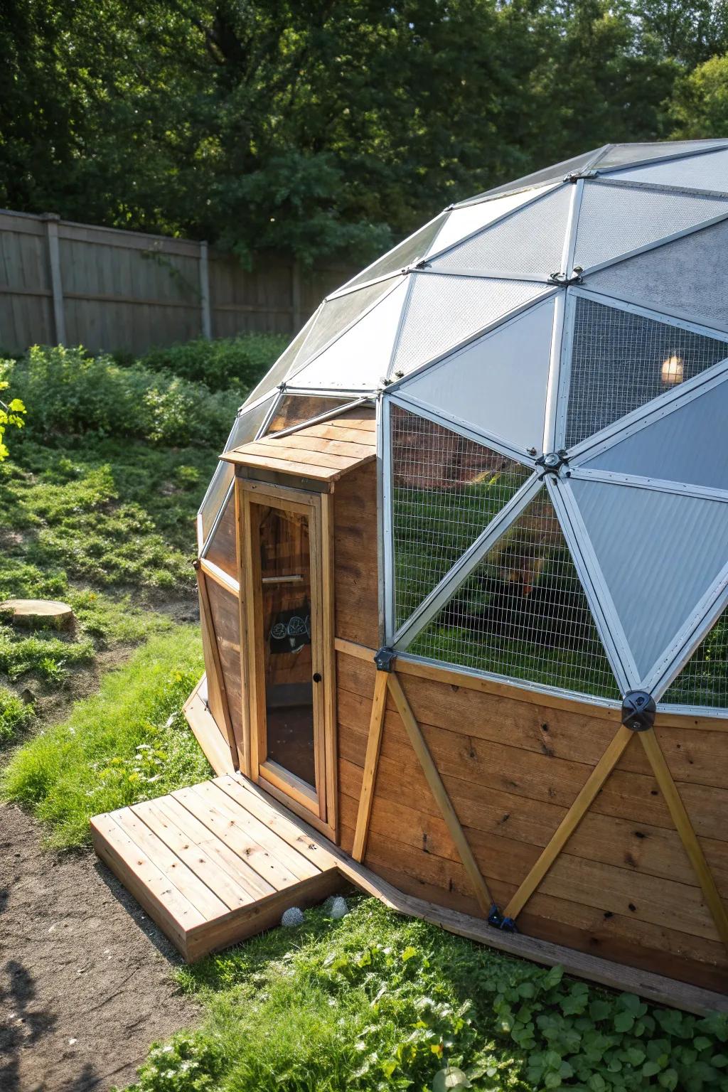 Elevate your backyard with a futuristic geodesic dome coop—where craftsmanship meets innovation.